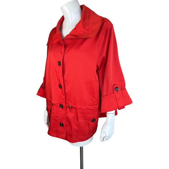 Ruby Rd. Women's 16W Button Front Jacket 3/4 Sleeves Red-Orange Pockets - Picture 7 of 13